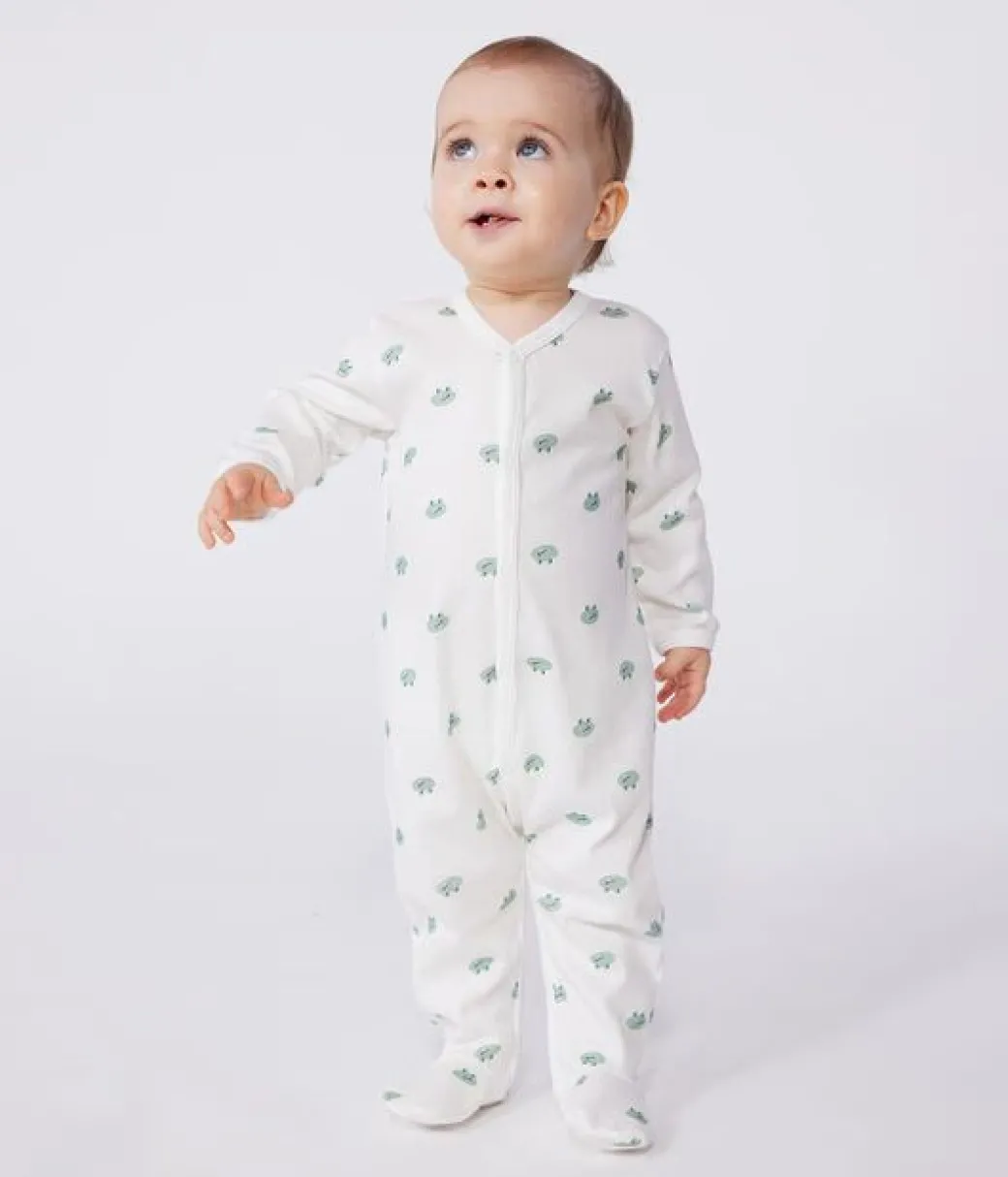 Baby Snap Frog Onesie in Cream