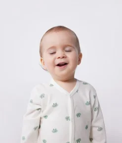Baby Snap Frog Onesie in Cream