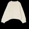 Balloon Sleeve Cotton Sweater in Cream