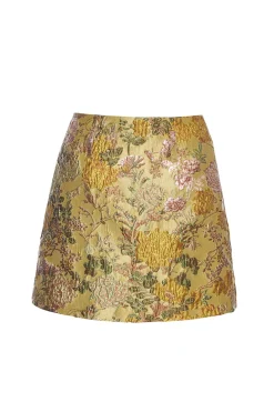 Bea Skirt in Floral Matelasse Yellow