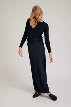 Bias Maxi Skirt in Navy