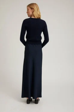 Bias Maxi Skirt in Navy