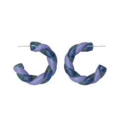 Braided Glass Hoops in Blue