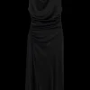 Burke Draped Midi Dress in Black