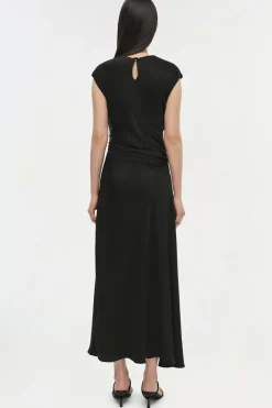 Burke Draped Midi Dress in Black