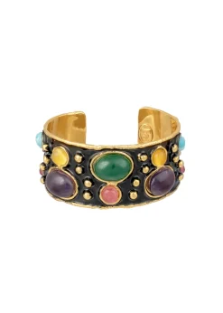 Byzantine Cuff in Black with Stones
