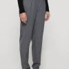 Carrot Fit Single Pleat Trouser in Grey Melange