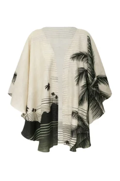 Cavalo Linen Poncho in Green Tropical