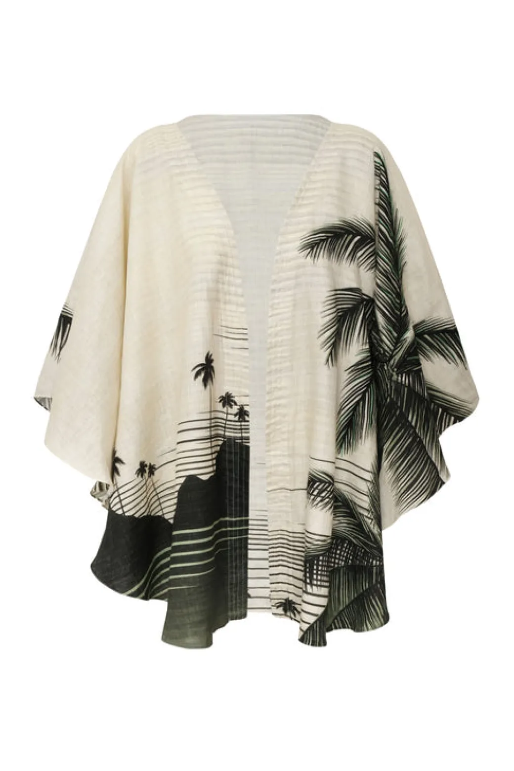 Cavalo Linen Poncho in Green Tropical