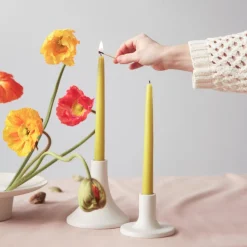 Ceramic Taper Candle Holder in White