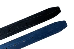 Cesoli Reversible Leather Basket Weave Belt in Minuit/Marlin