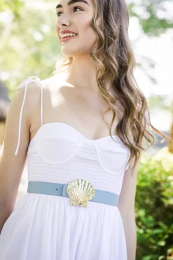 Cesoli Reversible Leather Belt in Mimosa/Chambray