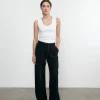 Crepe Mid Rise Trouser in Black