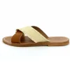 Criss Cross Slide Sandals in Tan and Raffia