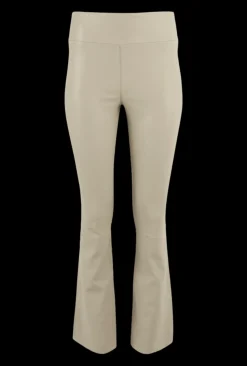 Crop Flare Leather Legging in Alabaster