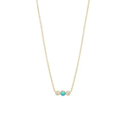 Diamond and Turquoise Bar Necklace in Yellow Gold