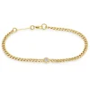 Diamond Curb Chain Bracelet in Yellow Gold