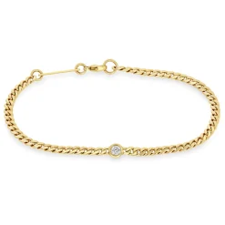Diamond Curb Chain Bracelet in Yellow Gold