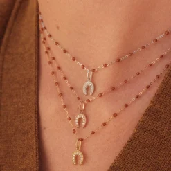 Diamond Horseshoe Pendant in Yellow Gold