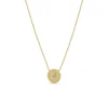 Disc with Marquis Diamond Necklace in Yellow Gold