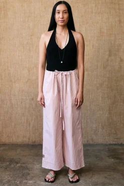 Drawstring Pant in Pink Stripe