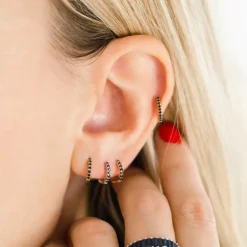 DRD Black Diamond Mini Huggies in White Gold