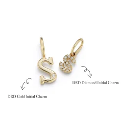 DRD Diamond Letter Charm in Yellow Gold