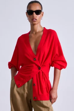 Drippy Tissue Cardigan in Dragon Fruit