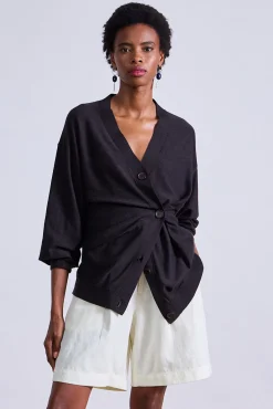 Drippy Tissue Cardigan in Deep Espresso