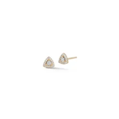 Emily Sarah Halo Diamond Studs in Yellow Gold