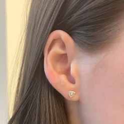 Emily Sarah Halo Diamond Studs in Yellow Gold