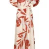 Ermita Linen Midi Dress Ecru Orange
