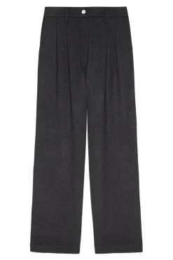 Flannel Pleated Pant in Charcoal