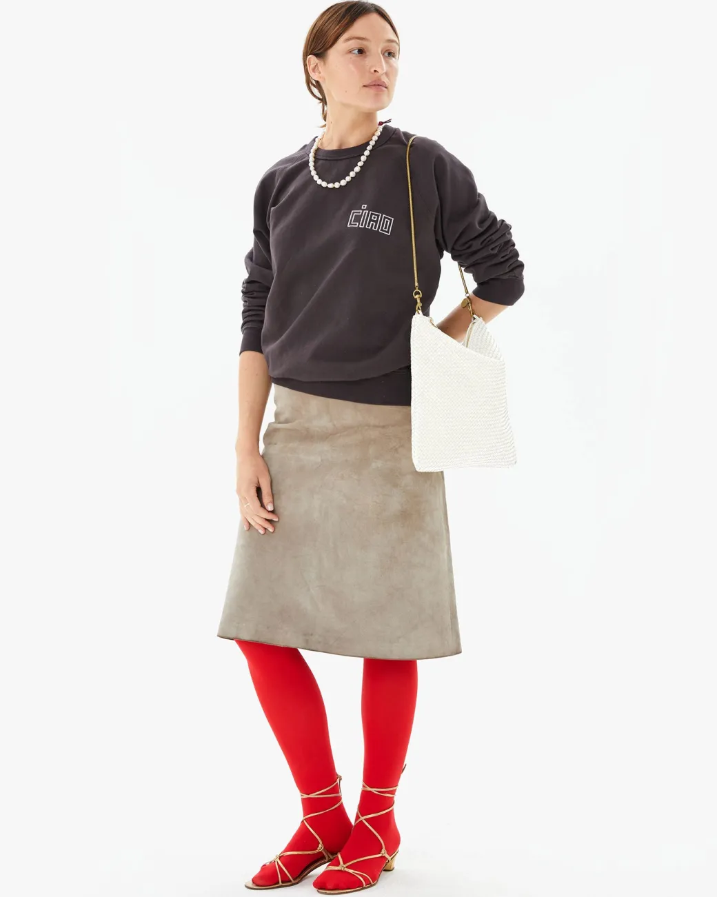 Foldover Woven Clutch in Brie