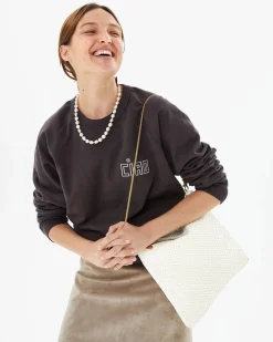 Foldover Woven Clutch in Brie