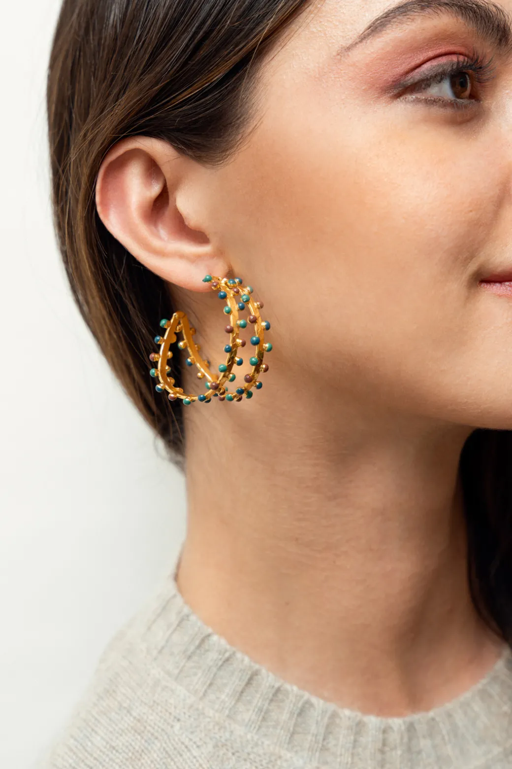 Gypsy Earring in Green and Brown