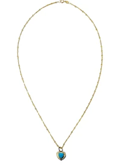 Heart Turquoise Oval Necklace in Yellow Gold