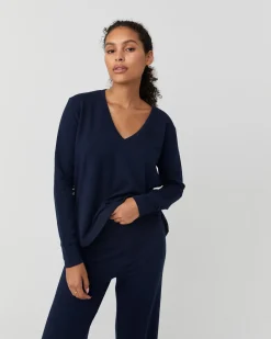 Houston Long Sleeve Tee in Navy