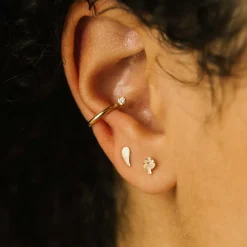 Itty Bitty Angel Wing Stud in Yellow Gold