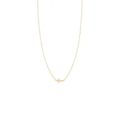 Itty Bitty Cross Necklace in Yellow Gold