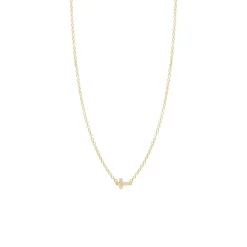 Itty Bitty Diamond Cross Necklace in Yellow Gold