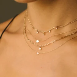 Itty Bitty Diamond Heart Necklace in Yellow Gold