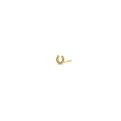 Itty Bitty Diamond Horseshoe Stud in Yellow Gold