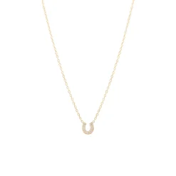 Itty Bitty Diamond Horseshoe Necklace in Yellow Gold