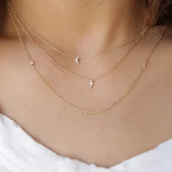 Itty Bitty Diamond Lightning Bolt Necklace in Yellow Gold