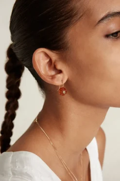 14K Brown Horn Pumpkin Earrings with Peridot