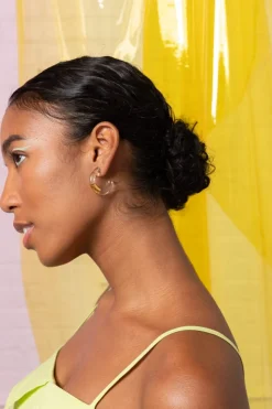 23K Gilded Block Hoops in Clear