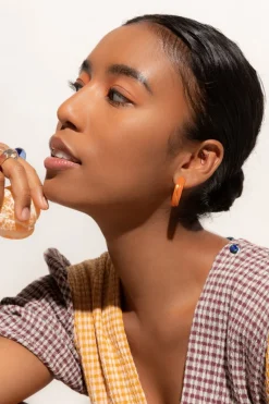 Keane 23K Gilded Line Hoops in Orange