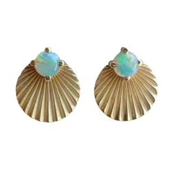 Large Opal Infinite Light Studs in Yellow Gold