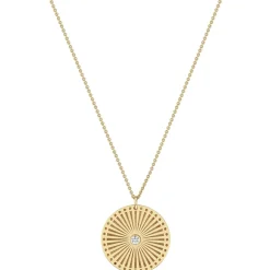 Large Sunbeam Medallion Necklace in Yellow Gold